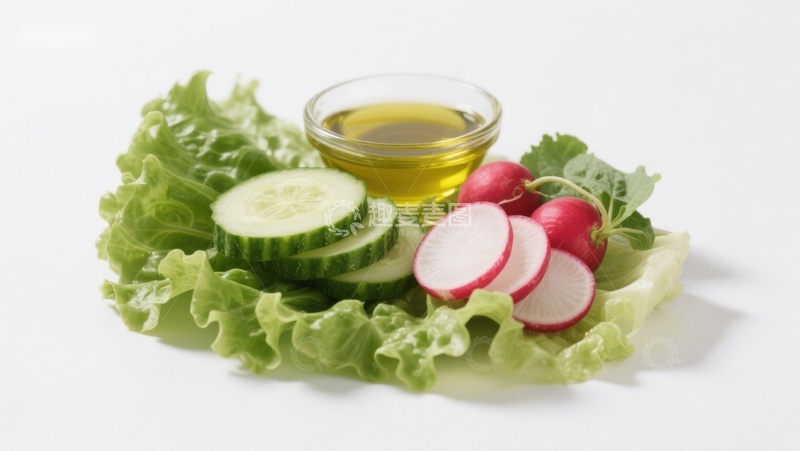 高清大图下载【趣麦麦图】新鲜蔬菜与橄榄油摆盘