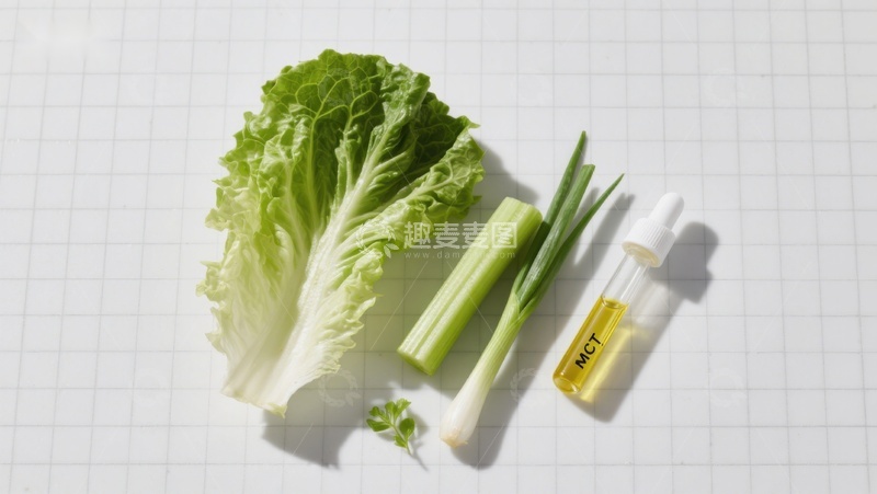 高清大图下载【趣麦麦图】新鲜蔬菜与MCT油摆拍