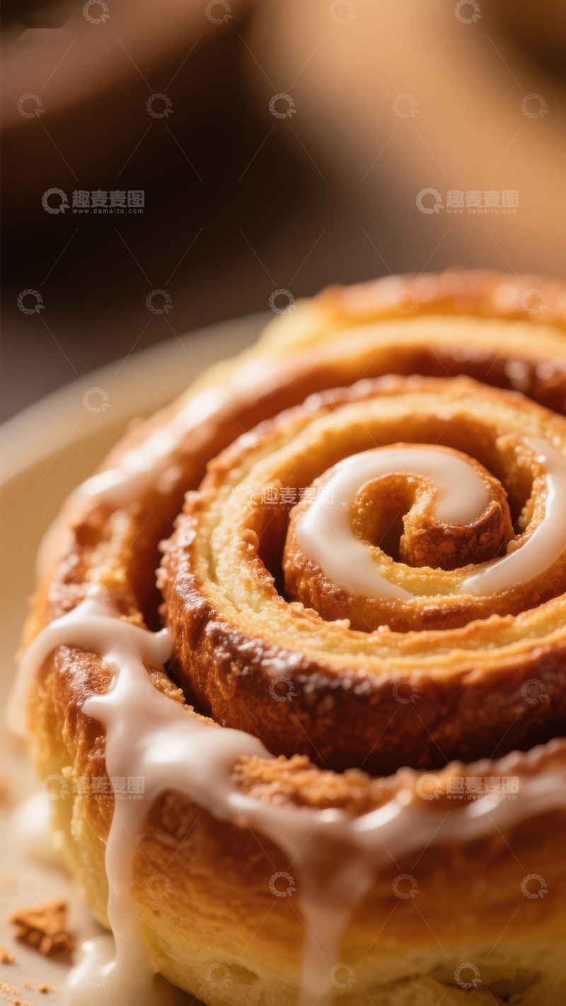 高清大图下载【趣麦麦图】香甜肉桂卷，淋上糖霜