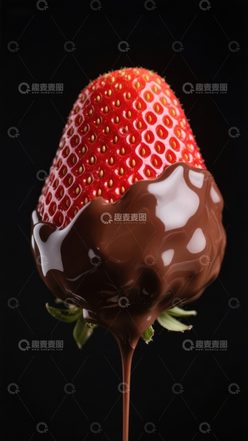 高清大图下载【趣麦麦图】巧克力淋面的草莓