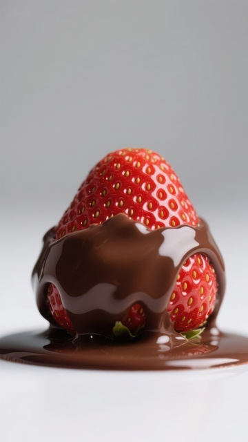 巧克力覆盖的草莓特写
