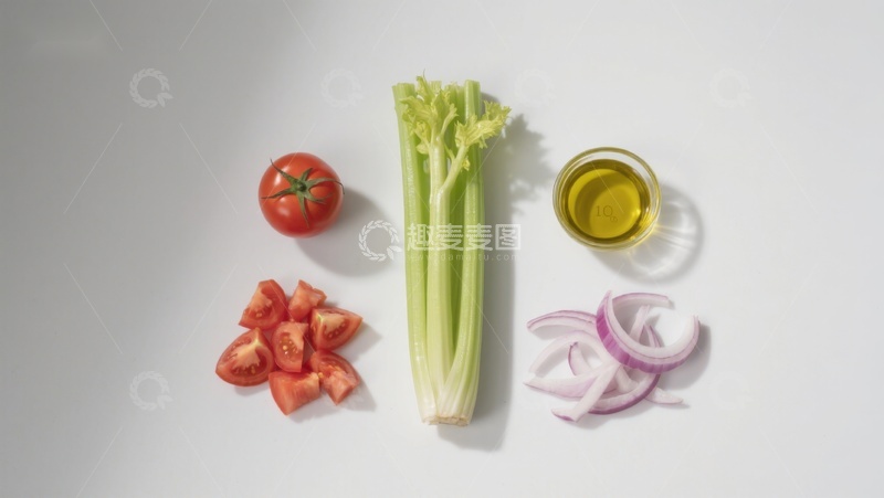 高清大图下载【趣麦麦图】新鲜蔬菜与橄榄油摆拍