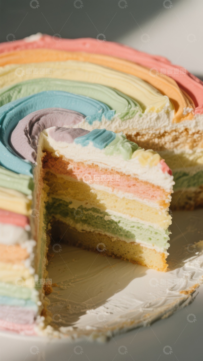 高清大图下载【趣麦麦图】彩虹蛋糕切片展示