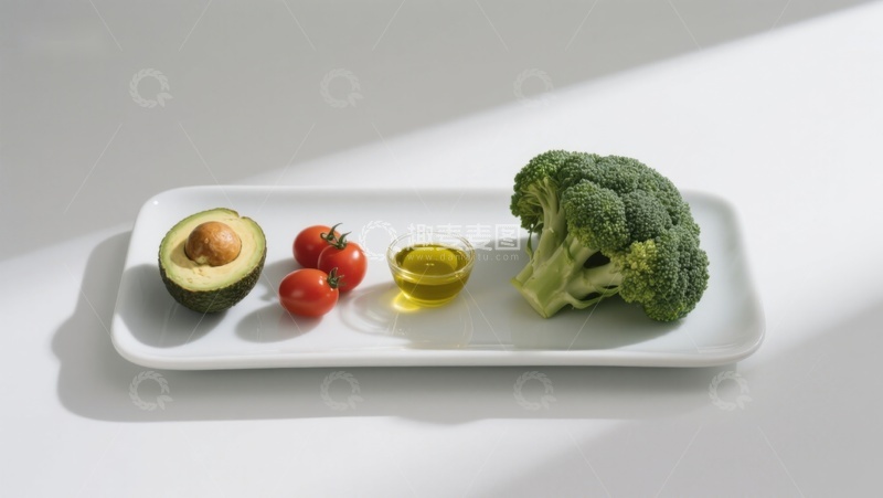 高清大图下载【趣麦麦图】盘中新鲜蔬菜与健康食材