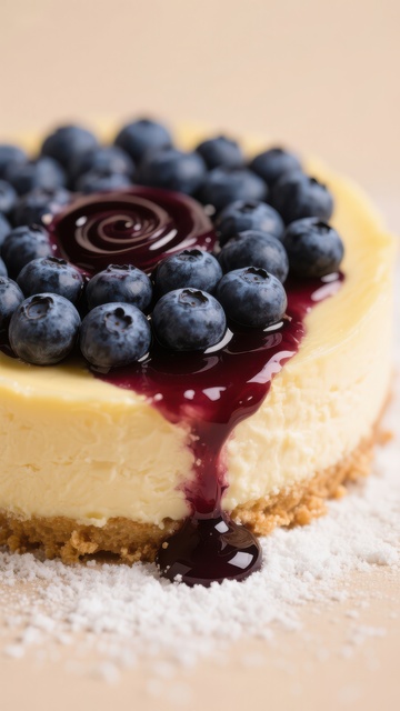 蓝莓酱淋芝士蛋糕