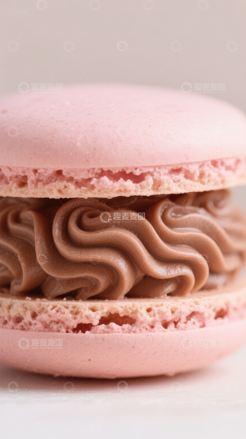 高清大图下载【趣麦麦图】粉色马卡龙夹心巧克力奶油