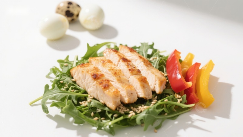 高清大图下载【趣麦麦图】烤鸡胸肉配蔬菜沙拉