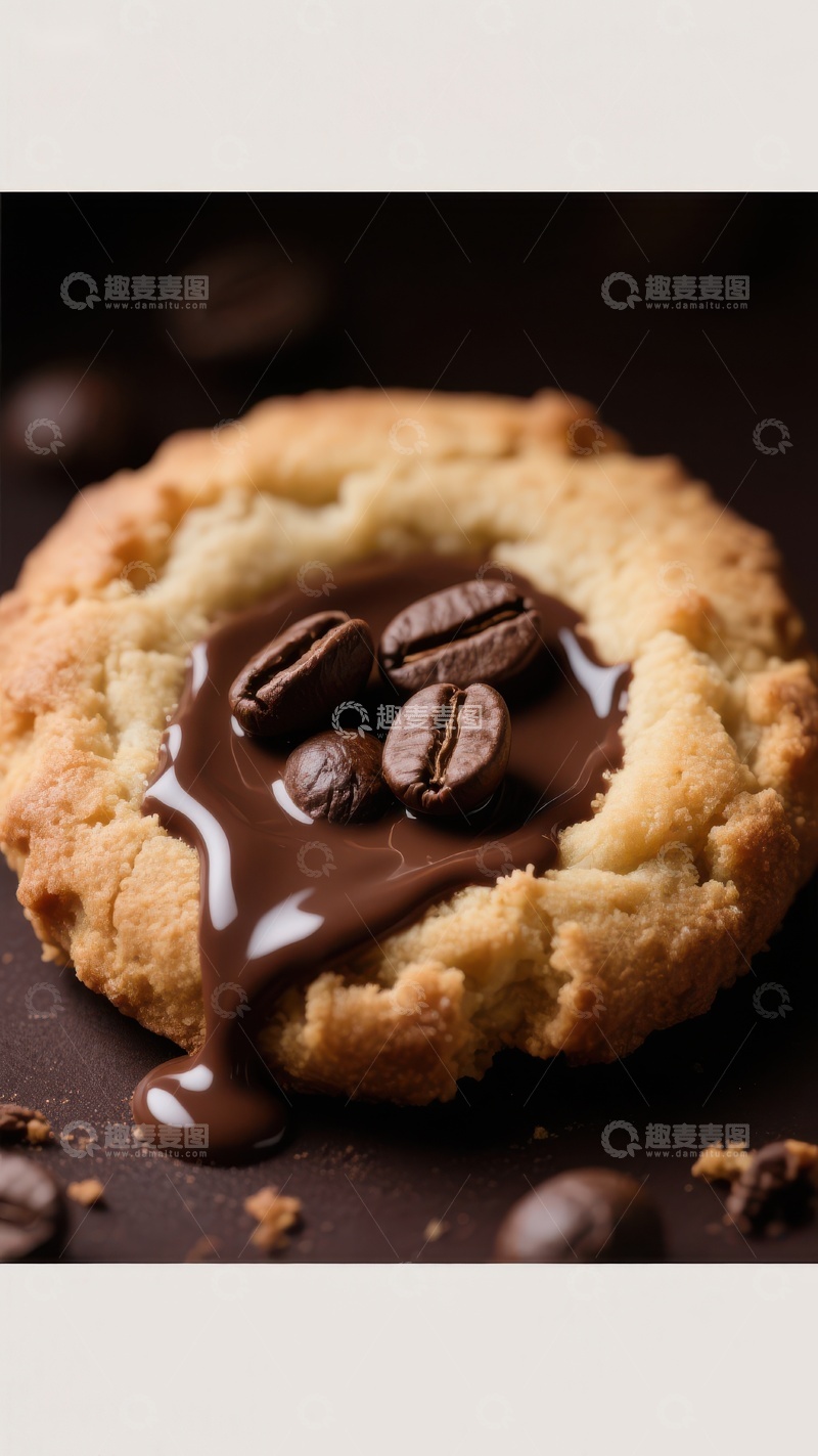 高清大图下载【趣麦麦图】巧克力淋面咖啡豆饼干