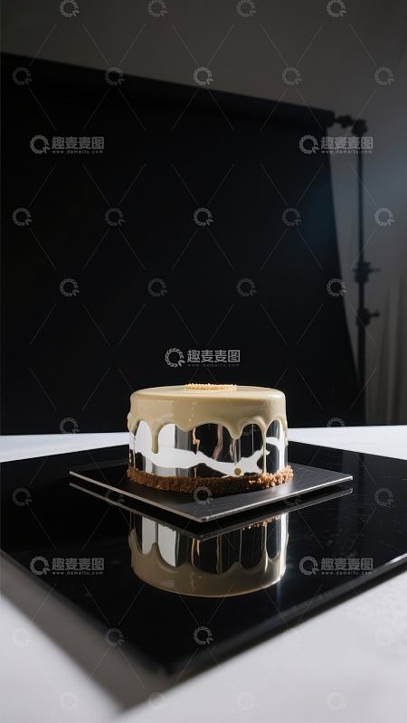 精致艺术蛋糕，金色与黑色点缀