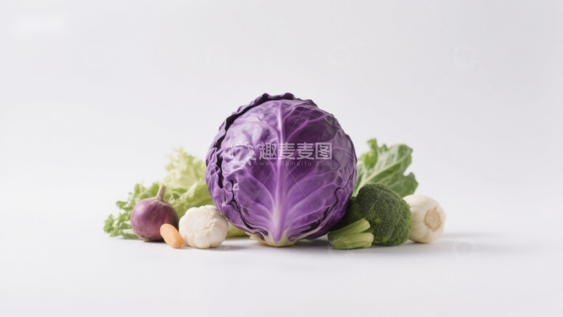 高清大图下载【趣麦麦图】紫甘蓝与多种蔬菜静物展示