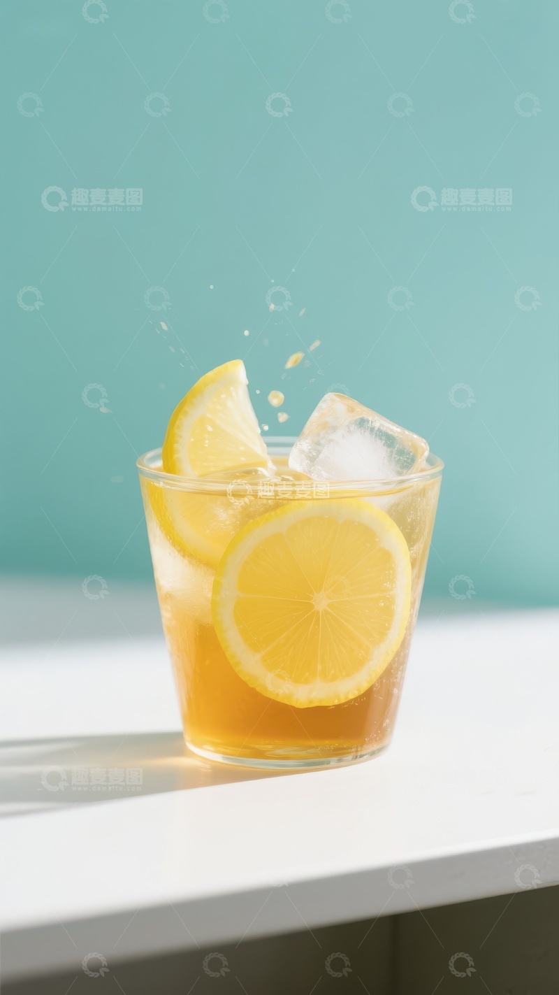 高清大图下载【趣麦麦图】柠檬冰块饮品，清新一夏