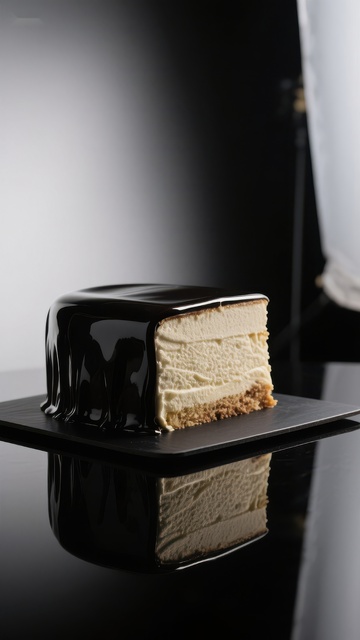 黑巧克力淋面的芝士蛋糕