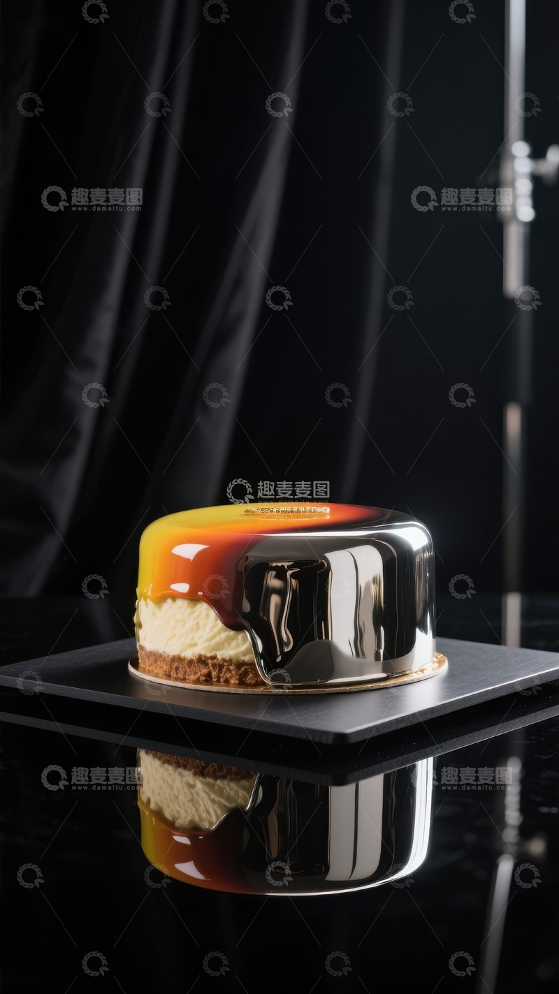 高清大图下载【趣麦麦图】镜面巧克力蛋糕，层次分明的甜品艺术