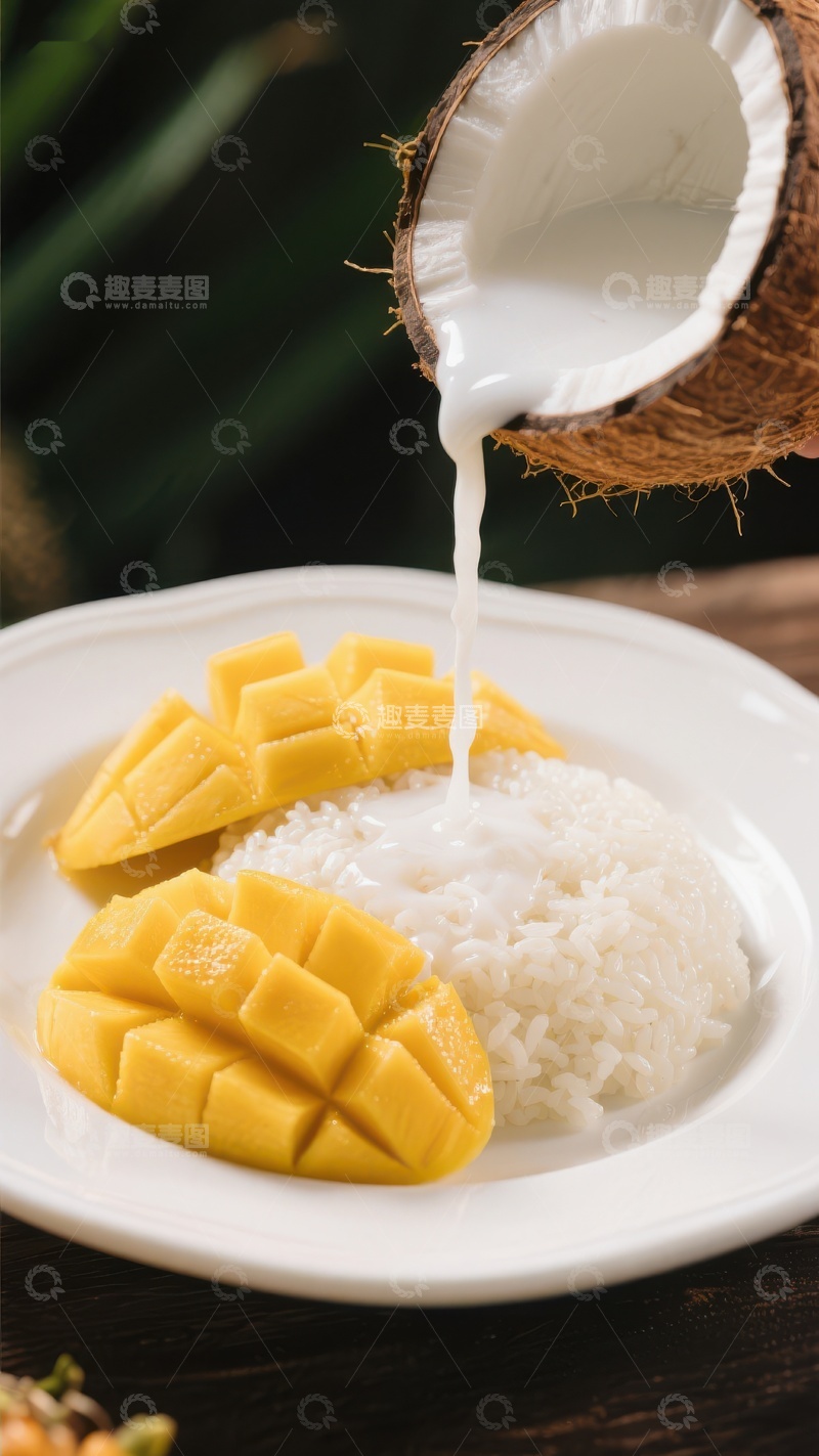 高清大图下载【趣麦麦图】椰汁浇灌芒果糯米饭