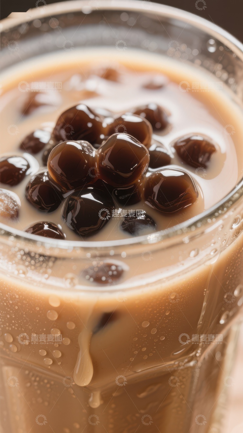 高清大图下载【趣麦麦图】奶茶中的珍珠特写