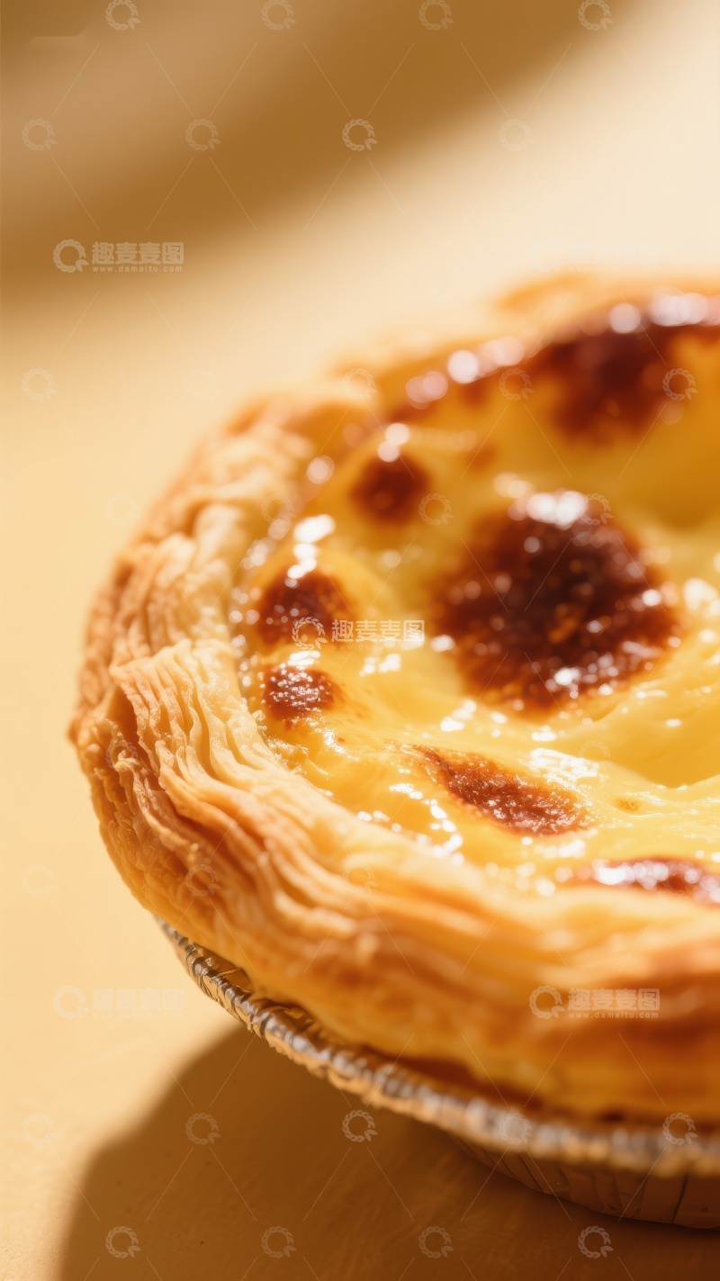 高清大图下载【趣麦麦图】金黄酥皮蛋挞特写