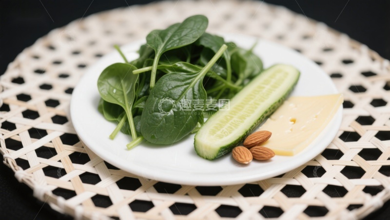 高清大图下载【趣麦麦图】盘中新鲜蔬菜与坚果