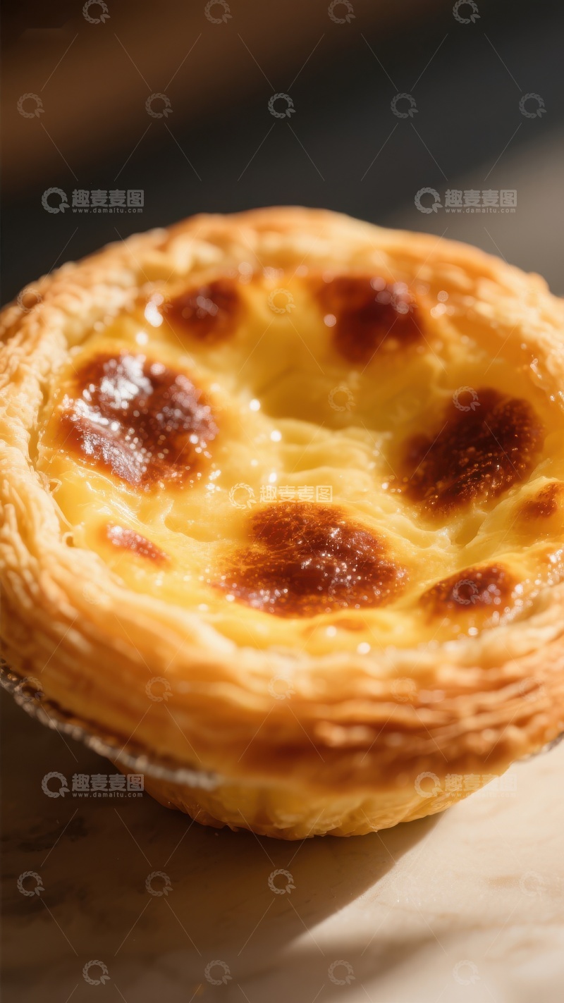 高清大图下载【趣麦麦图】金黄酥皮蛋挞特写
