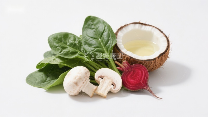 高清大图下载【趣麦麦图】新鲜蔬菜与椰子组合