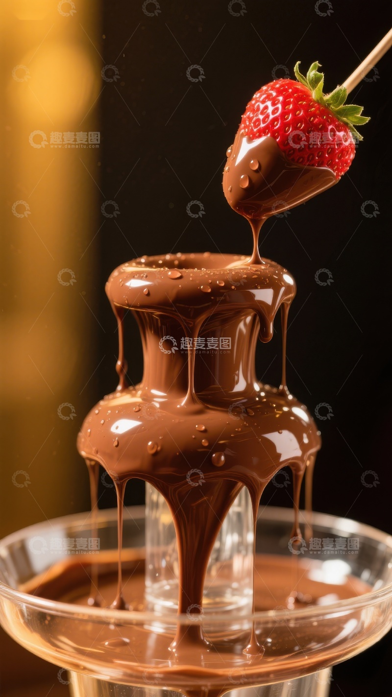 高清大图下载【趣麦麦图】巧克力喷泉与草莓