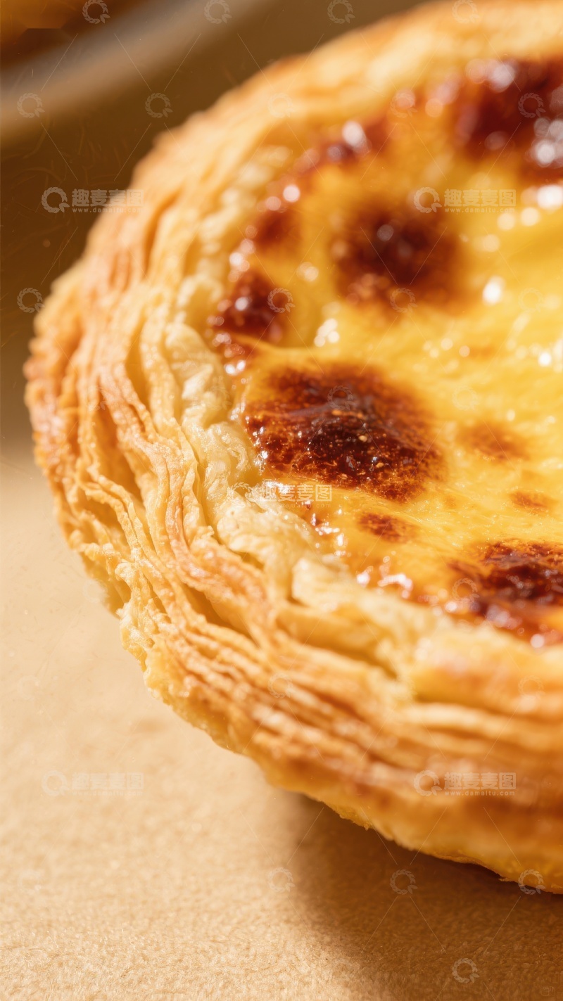 高清大图下载【趣麦麦图】金黄酥皮蛋挞特写
