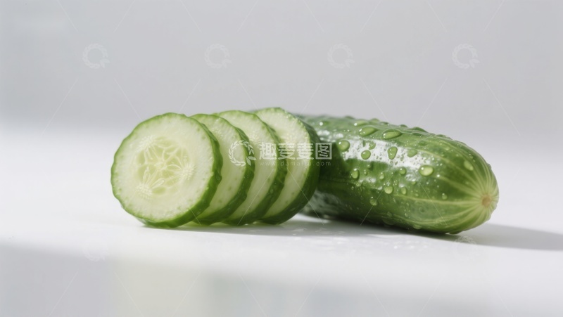 高清大图下载【趣麦麦图】切片黄瓜静物特写