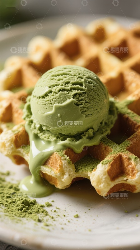 抹茶冰淇淋搭配松饼