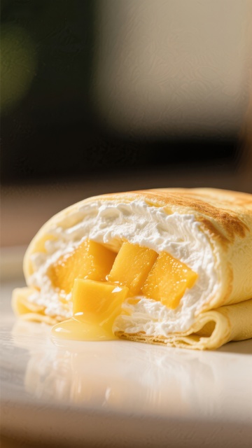 芒果奶油卷饼，美味诱人