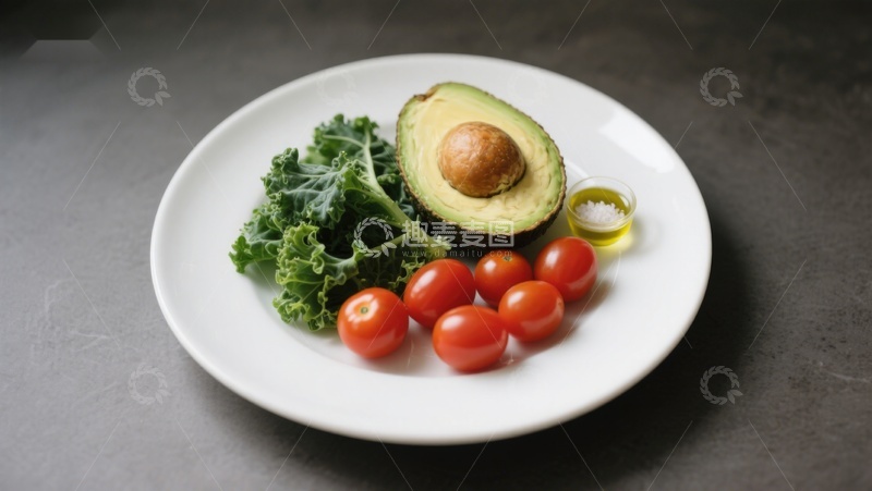 高清大图下载【趣麦麦图】盘中新鲜蔬菜与牛油果