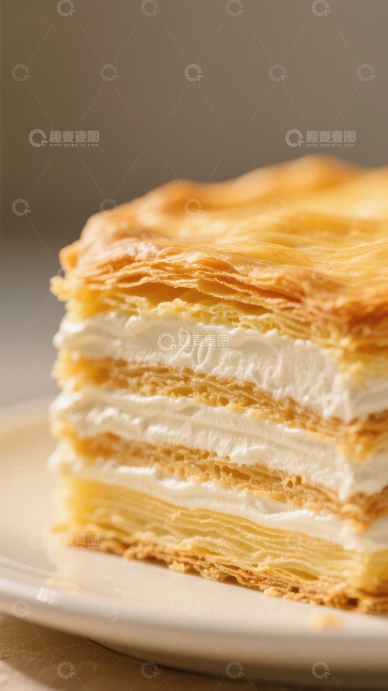 高清大图下载【趣麦麦图】层层酥皮奶油蛋糕