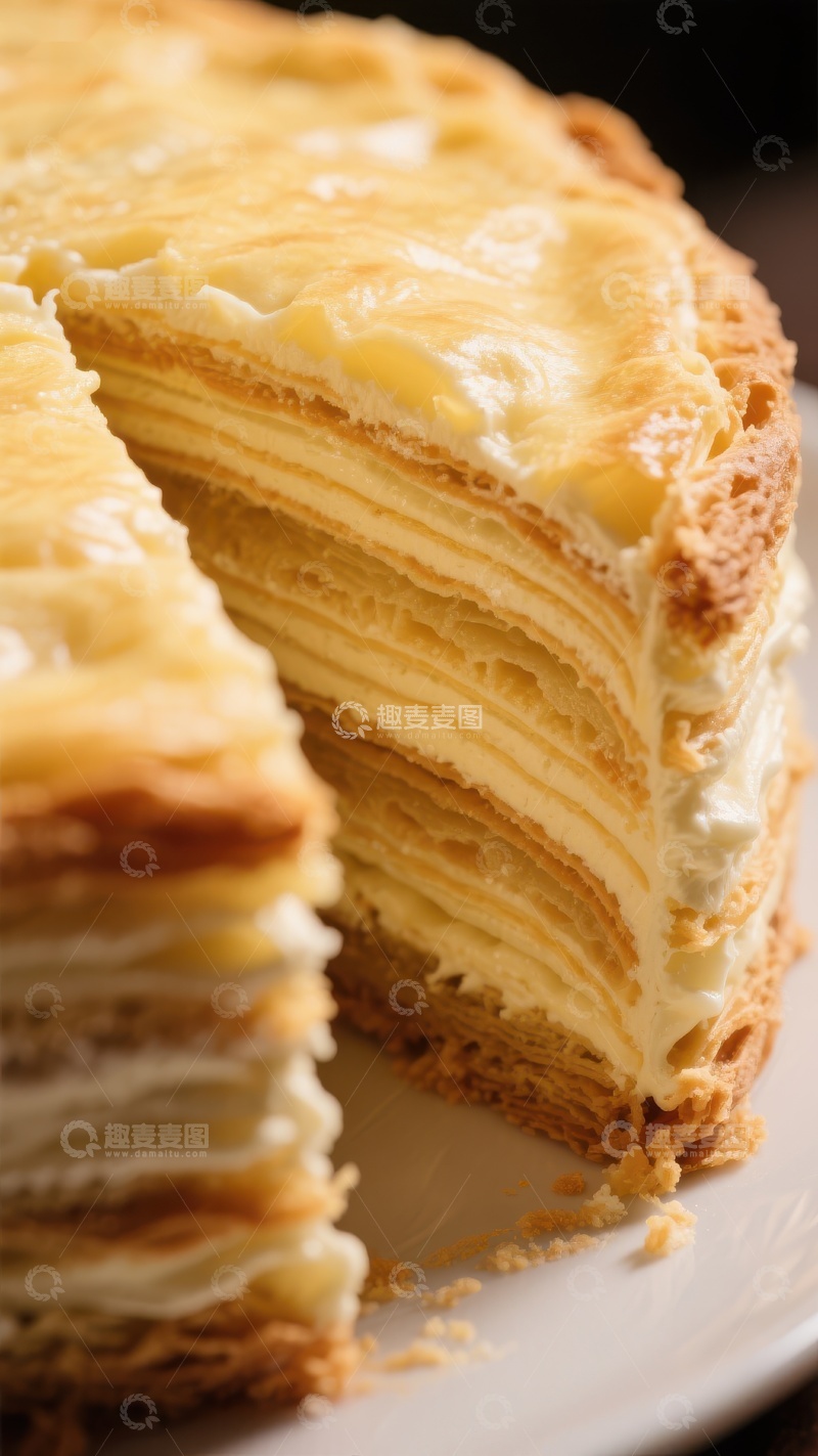 高清大图下载【趣麦麦图】层次分明的奶油千层蛋糕