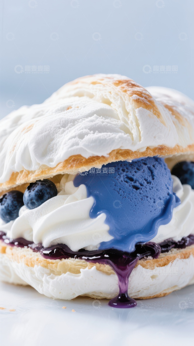 高清大图下载【趣麦麦图】蓝莓奶油酥皮甜点
