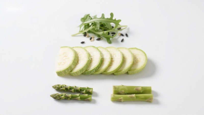 高清大图下载【趣麦麦图】切片西葫芦与芦笋摆盘