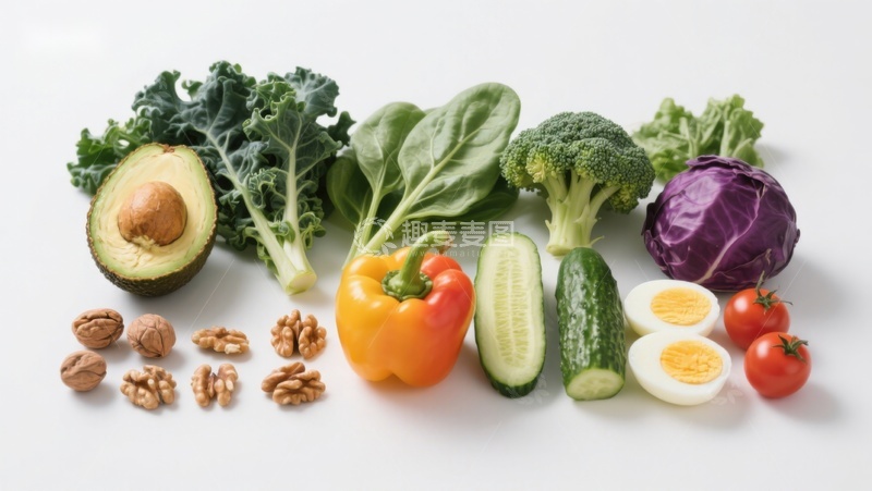 高清大图下载【趣麦麦图】新鲜蔬菜水果与坚果组合