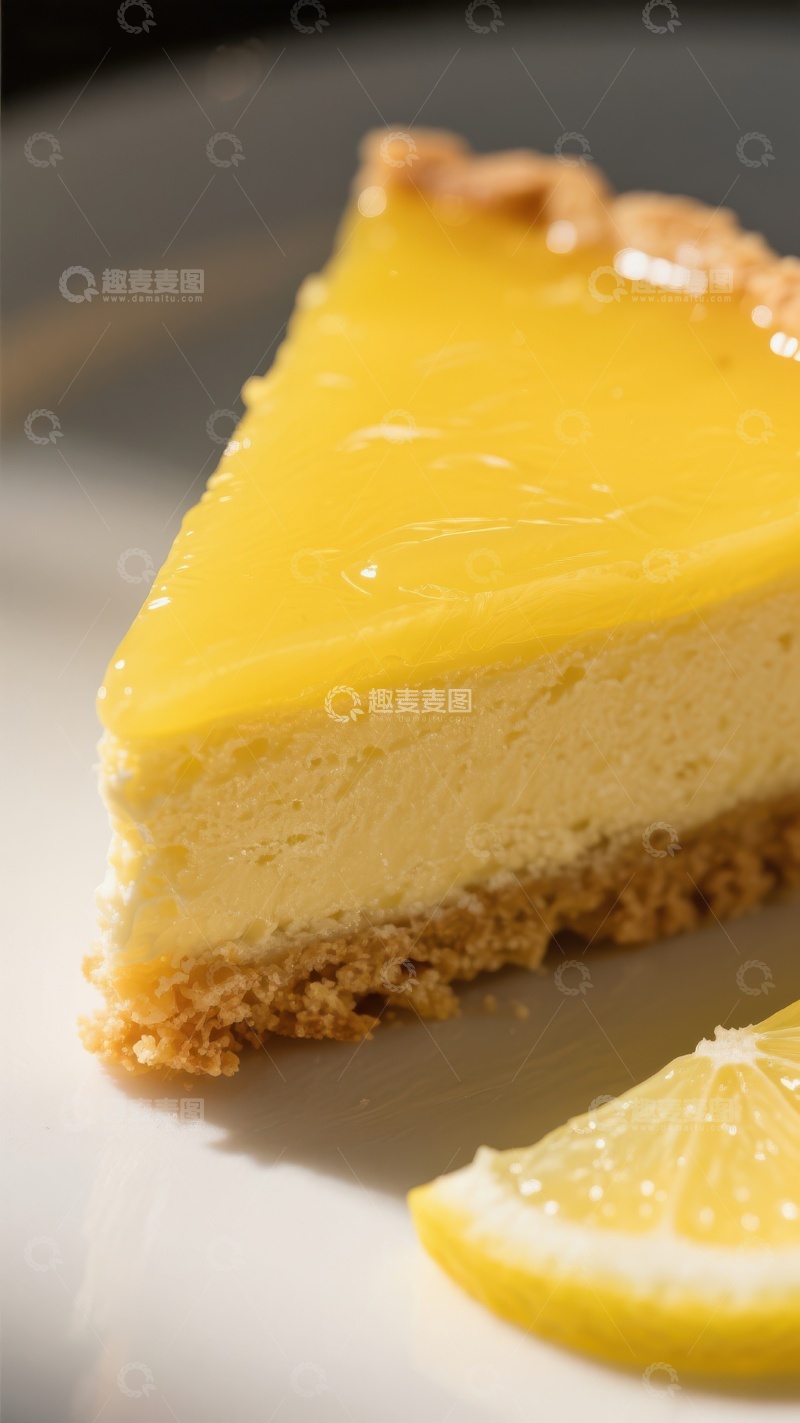 高清大图下载【趣麦麦图】柠檬芝士蛋糕切片特写