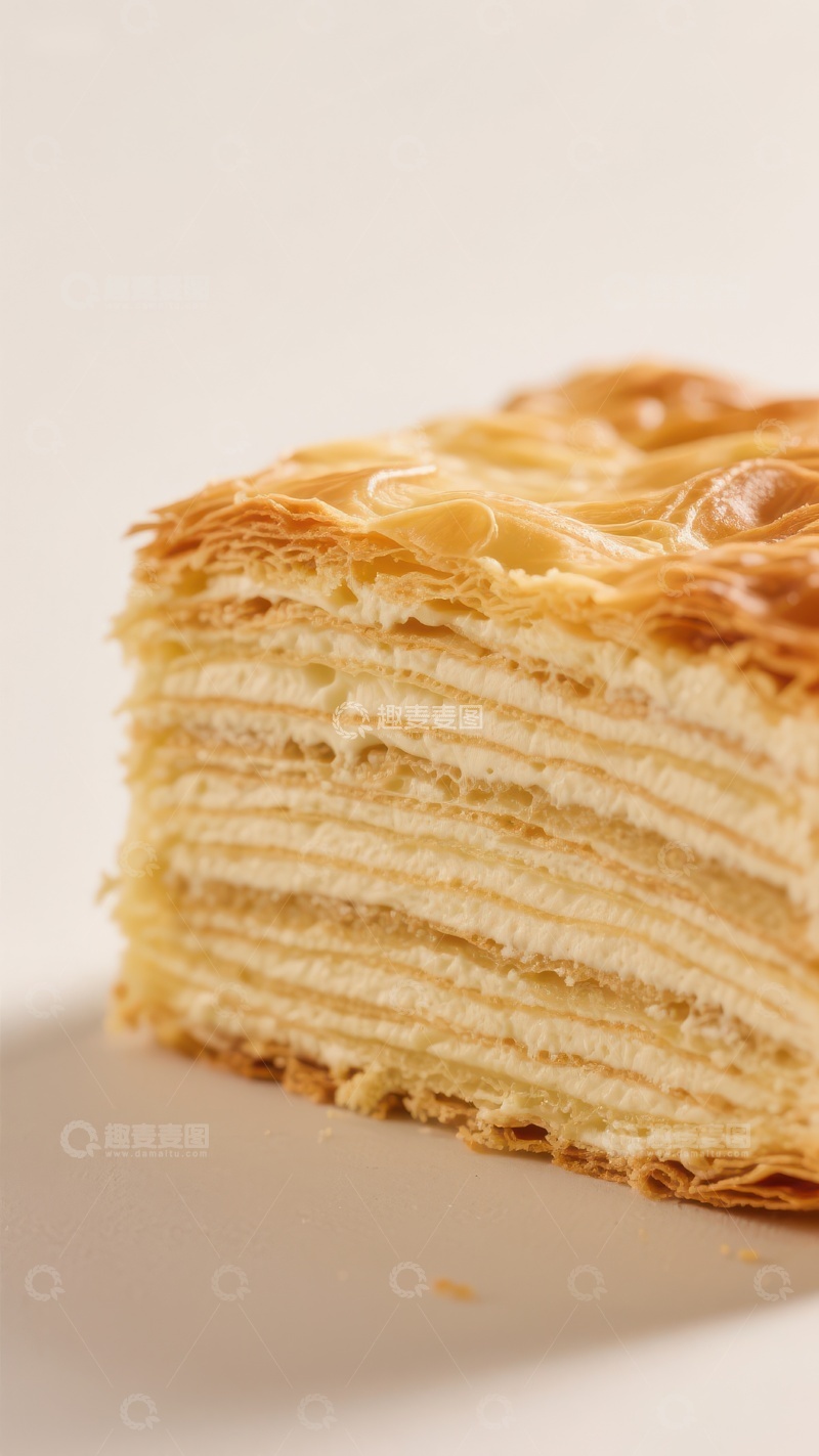 高清大图下载【趣麦麦图】层层叠叠的酥皮糕点特写