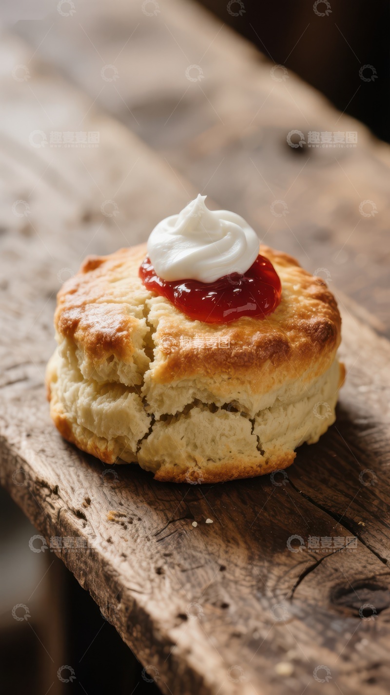 高清大图下载【趣麦麦图】奶油草莓酱饼干