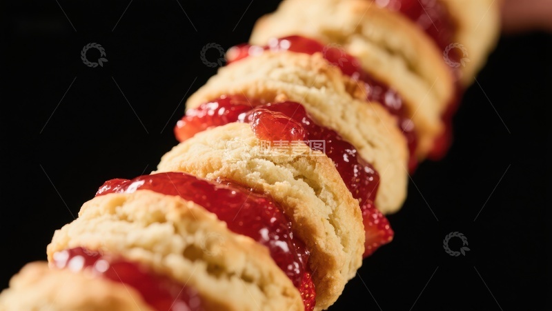 高清大图下载【趣麦麦图】草莓果酱饼干排成一列