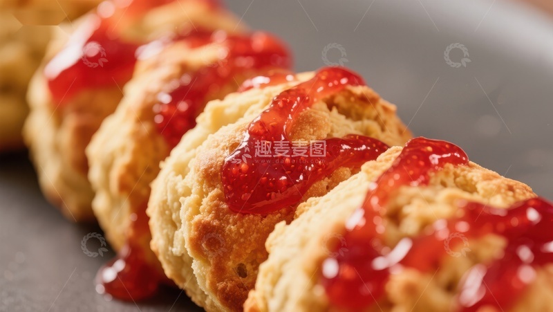 高清大图下载【趣麦麦图】草莓酱覆盖的松饼特写