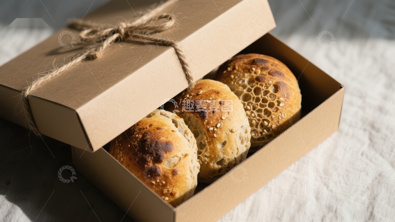 高清大图下载【趣麦麦图】纸盒装的美味面包