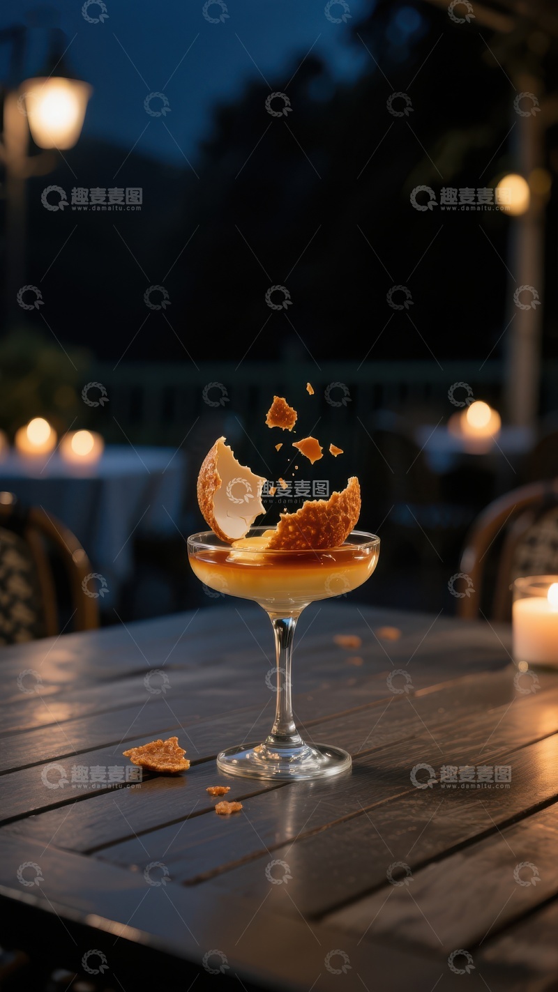 高清大图下载【趣麦麦图】-夜晚户外的精致鸡尾酒