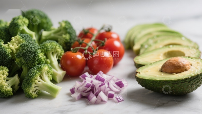 高清大图下载【趣麦麦图】新鲜蔬菜与牛油果切片