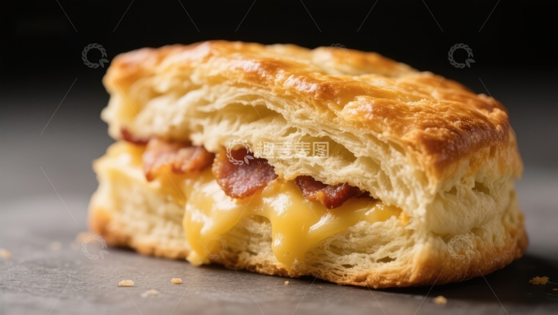 高清大图下载【趣麦麦图】金黄酥皮夹心早餐三明治