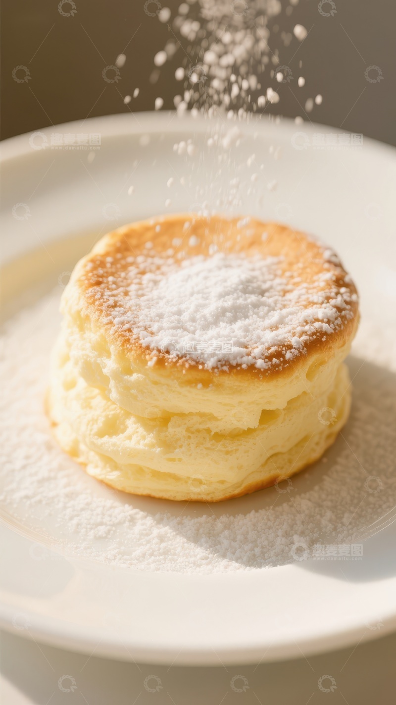 高清大图下载【趣麦麦图】撒糖粉的松饼特写