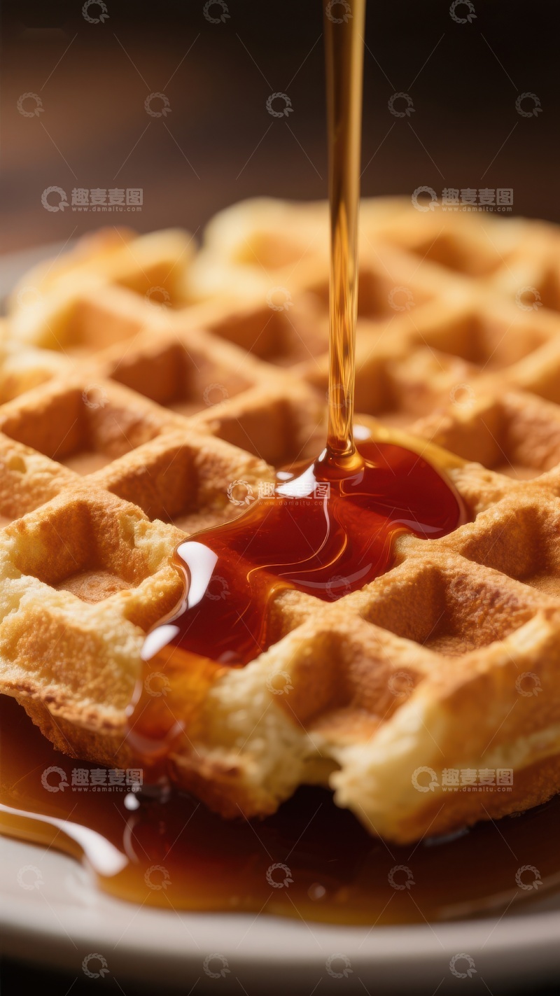 高清大图下载【趣麦麦图】热腾腾的华夫饼上浇着香甜的糖浆