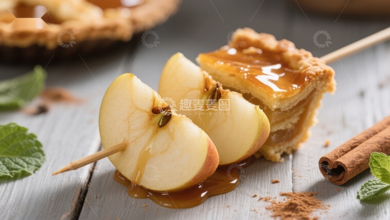 高清大图下载【趣麦麦图】苹果派与新鲜苹果串