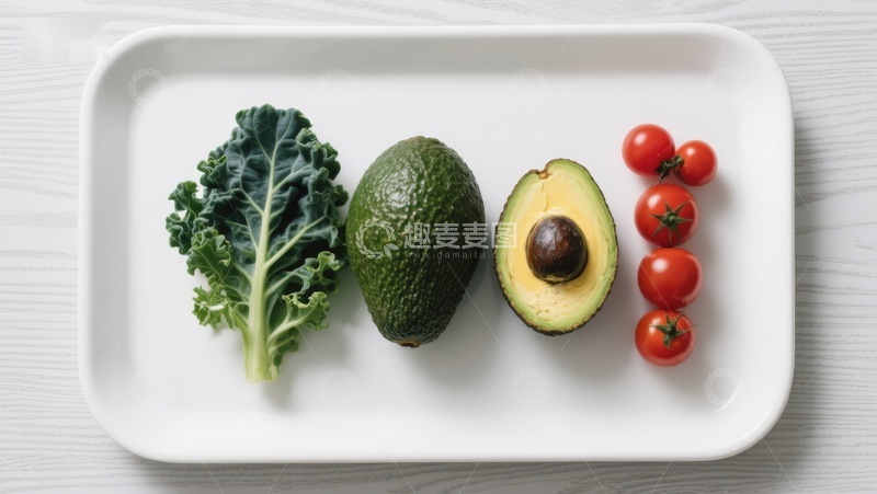 高清大图下载【趣麦麦图】盘中新鲜蔬菜与牛油果