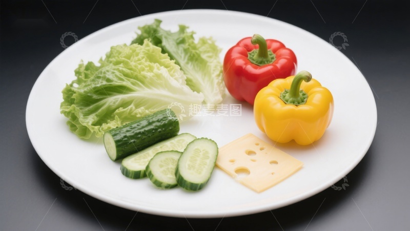 高清大图下载【趣麦麦图】新鲜蔬菜与奶酪摆盘