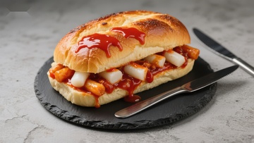 美味鸡肉卷饼配番茄酱