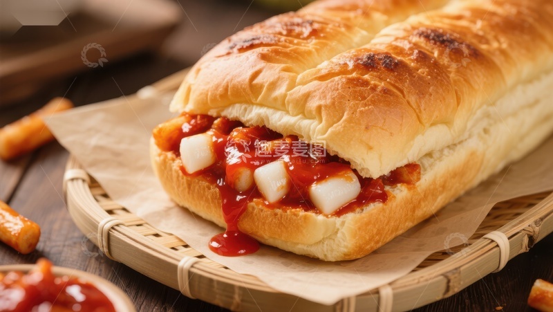 高清大图下载【趣麦麦图】美味热狗面包配番茄酱